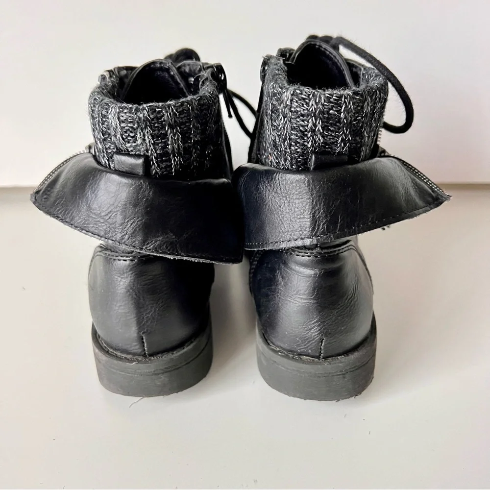 STEVE MADDEN Girl’s Black Taysley Combat Moto Boots—SZ. 2